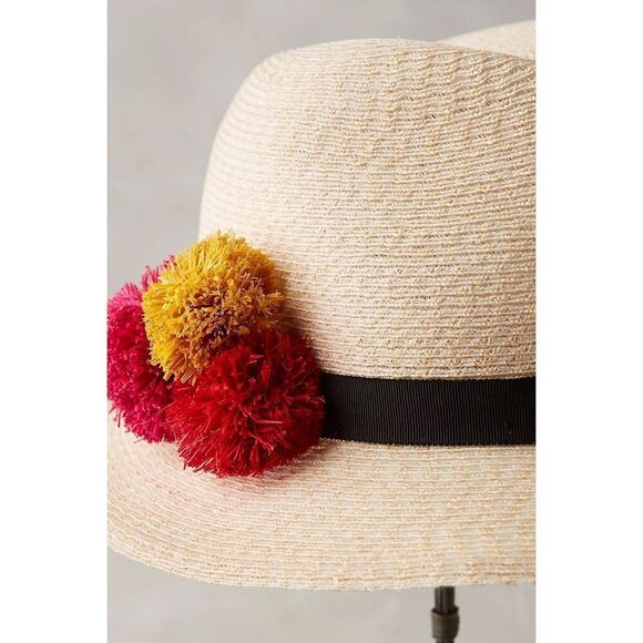 Eugenia Kim Lillian Fedora Straw Hat Pom Pom One Size - Picture 3 of 5